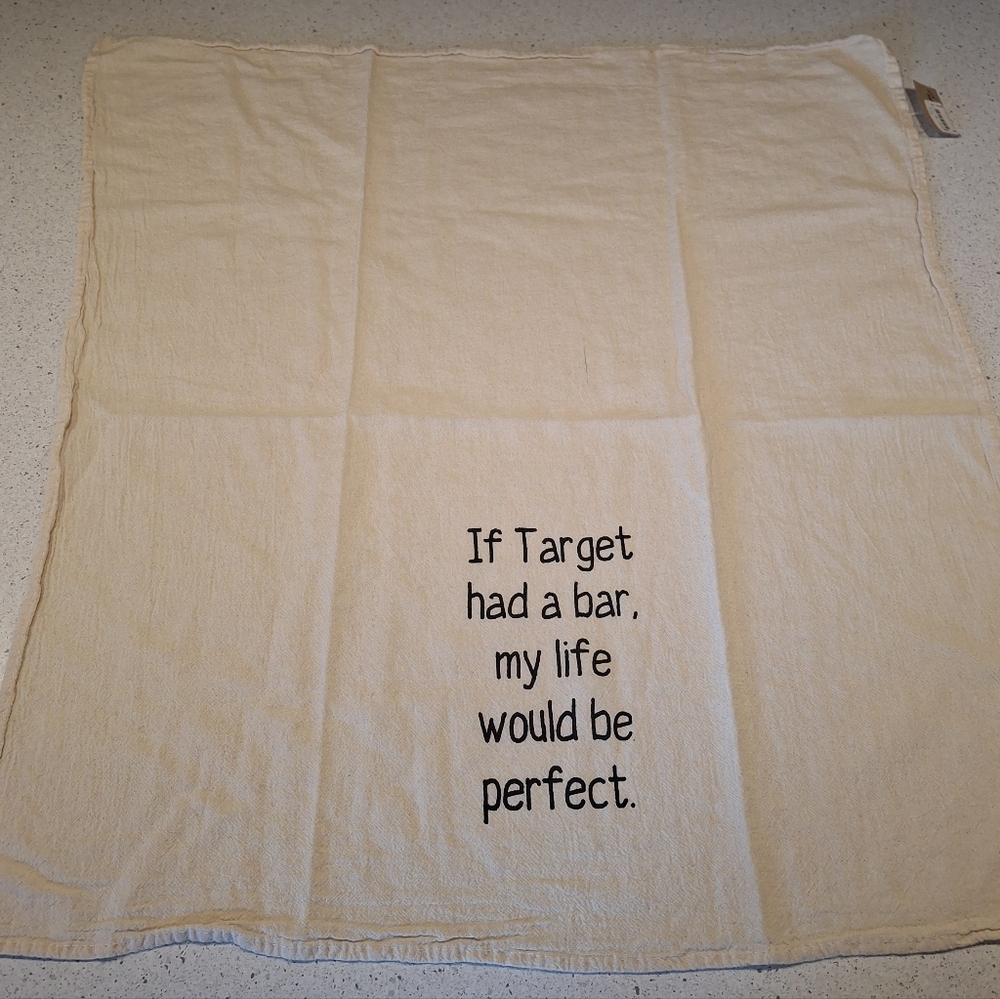 Cream Kitchen Towel with Fun Quote